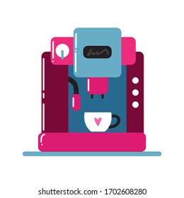 Coffee machine collection isolated on white background. Flat design vector illustration.
