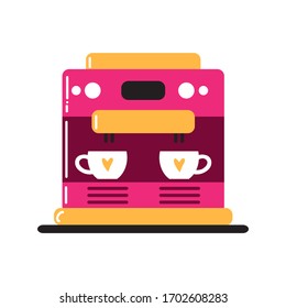 Coffee machine collection isolated on white background. Flat design vector illustration.