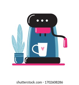 Coffee machine collection isolated on white background. Flat design vector illustration.
