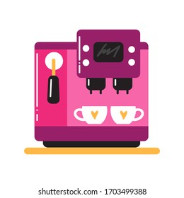 Coffee machine collection isolated on white background. Flat design vector illustration.