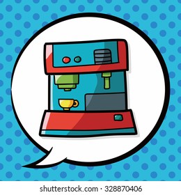 coffee machine color doodle, speech bubble