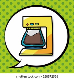 coffee machine color doodle, speech bubble
