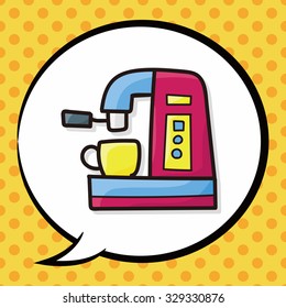 coffee machine color doodle, speech bubble