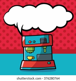 coffee machine color doodle, speech bubble