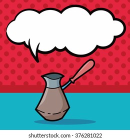 coffee machine color doodle, speech bubble