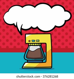 coffee machine color doodle, speech bubble
