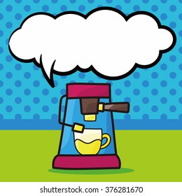 coffee machine color doodle, speech bubble