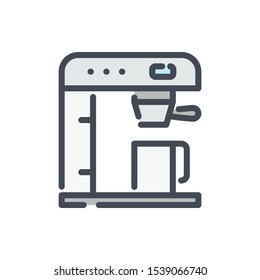 Coffee machine color line icon. Black coffee maker electronic machine vector outline colorful sign.