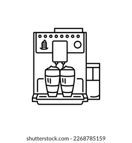 Coffee machine color line icon. Kitchen device. Household appliance