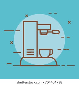 coffee machine with a cup can be used for home restaurant linear design
