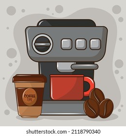 máquina de café y taza desechables