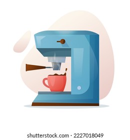 Coffee machine with cup. Flat style
