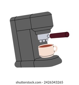 Coffee machine with cup. Hand drawn elements for cafe menu, coffee shop. Vector illustration.