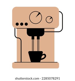 Máquina de café con un icono de la Copa se puede usar para casa, restaurante, cafetería o oficina. Estilo de diseño plano. Ilustración del vector aislada en fondo blanco