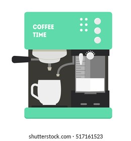 Coffee Machine with a Cup Icon Can Be Used For Home, Restaurant, Cafe or Office. Flat Design Style. Vector illustration. Steel Espresso pot icons for  kitchen