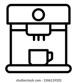 Coffee machine with cup icon. Outline coffee machine with cup vector icon for web design isolated on white background