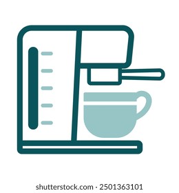 Coffee machine with cup vector icon for home, restaurant, cafe or office. Electric kitchen appliance. Graph symbol for cooking web site design, logo