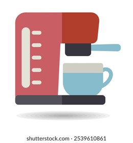 Coffee machine with cup vector icon for home, restaurant, cafe or office. Electric kitchen appliance. Graph symbol for cooking web site design, logo