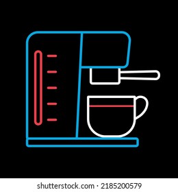 Coffee machine with cup vector isolated on the black icon for home, restaurant, cafe or office. Electric kitchen appliance. Graph symbol for cooking web site design, logo