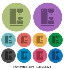 Coffee machine darker flat icons on color round background