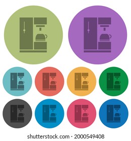 Coffee machine darker flat icons on color round background