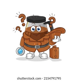 coffee machine detective vector. cartoon character