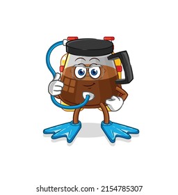 coffee machine diver cartoon. cartoon mascot vector
