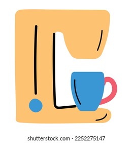 Coffee machine doodle icon is up for premium use 