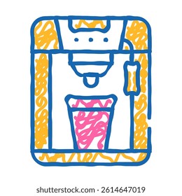 coffee machine doodle icon sketch vector. coffee machine sign. isolated symbol illustration