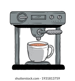 icono del estilo de doodle de la máquina de café