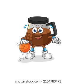 coffee machine dribble basketball character. cartoon mascot vector