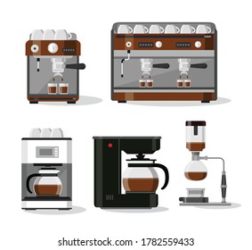 Kaffee- und Drink-Flat-Symbole , Vektorgrafik mit weißem Hintergrund