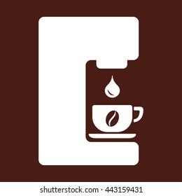 coffee machine drip equipment white icon on brown background