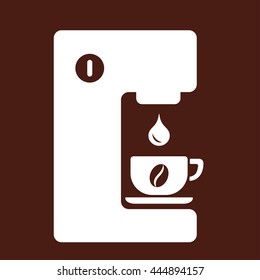 coffee machine drip equipment white icon on brown background