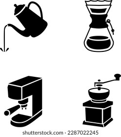  Coffee machine, drip, grainder  vector icons