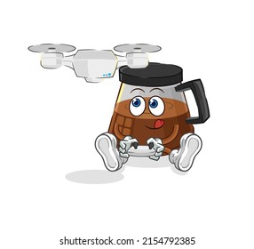 coffee machine with drone character. cartoon mascot vector
