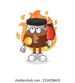 coffee machine eat hot chilie mascot. cartoon vector