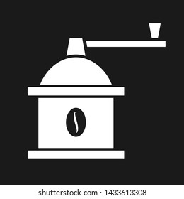 Coffee machine, espresso maker, beans grinder. Vector logotype, icon. Flat illustration.