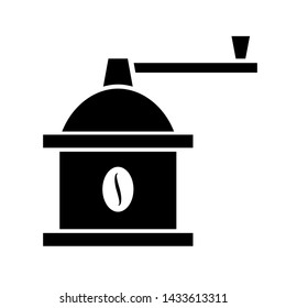 Coffee machine, espresso maker, beans grinder. Vector logotype, icon. Flat illustration.