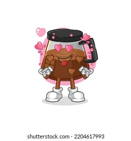 coffee machine fallin love vector. cartoon character