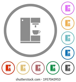 Coffee machine flat color icons in round outlines on white background