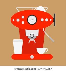 Coffee Machine Flat Design