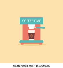Coffee machine. Flat designe. Vector illustrator.