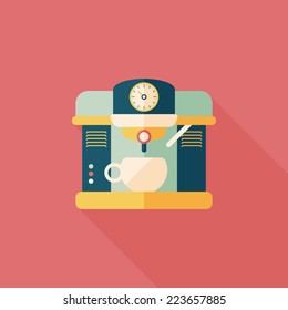 coffee machine flat icon with long shadow,eps10