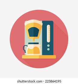 coffee machine flat icon with long shadow,eps10
