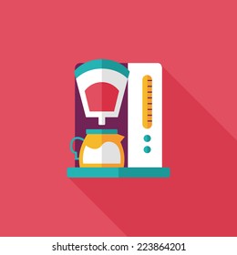 coffee machine flat icon with long shadow,eps10