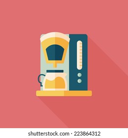 coffee machine flat icon with long shadow,eps10