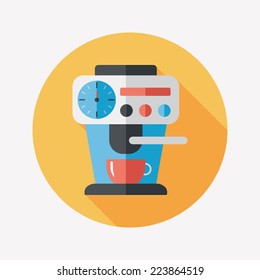 coffee machine flat icon with long shadow,eps10