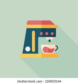 coffee machine flat icon with long shadow,eps10