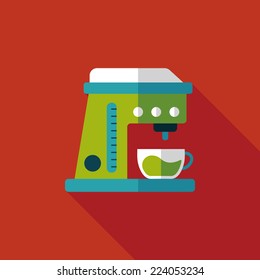 coffee machine flat icon with long shadow,eps10